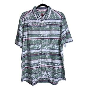 Tommy Bahama Mens XXL Maldonado Camp Stripe Tropical Fern Button Front Shirt